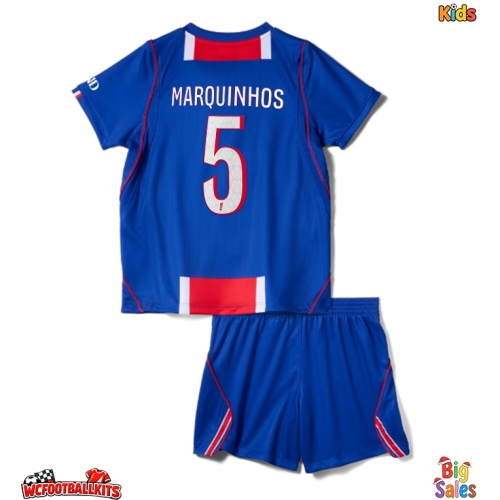 Paris Saint-Germain Marquinhos #5 Replica Home Stadium Kit for Kids 2026-27 Short Sleeve (+ pants)